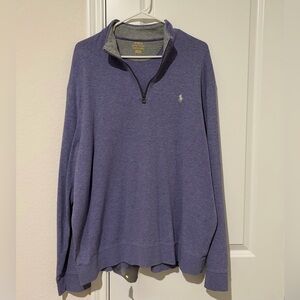 Polo by Ralph Lauren Men's Heathered Blue Zip-Up Sweater